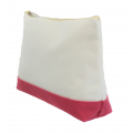 10009- CORAL AND WHITE COSMETIC POUCH
