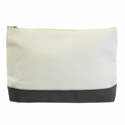 10009- GREY AND WHITE COSMETIC POUCH