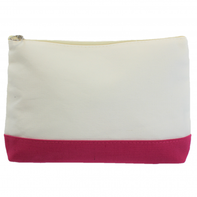 10009- HOT PINK AND WHITE COSMETIC POUCH