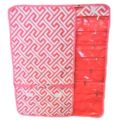 32609-CORAL GREEK KEY  DESIGN JEWELRY ORGANIZER (MINIMUM 6)