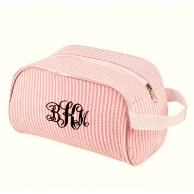 32707 -HOT PINK COTTON SEERSUCKER COSMETIC BAG