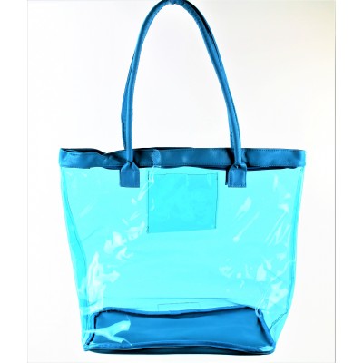 9173- AQUA TRANSPARENT SHOPPING OR BEACH BAG