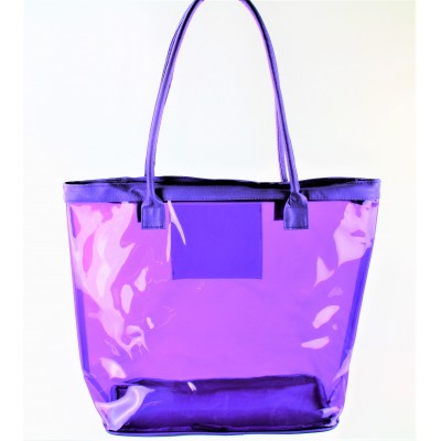 9173- PURPLE TRANSPARENT SHOPPING OR BEACH BAG