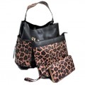 LF5073B-NAVY LEOPARD VEGAN LEATHER PURSE- 3 PIECE SET