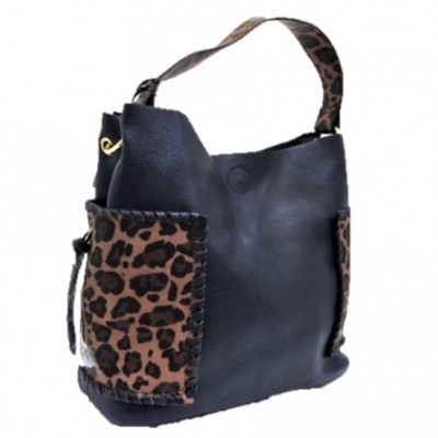 LF5073B-NAVY LEOPARD VEGAN LEATHER PURSE- 3 PIECE SET