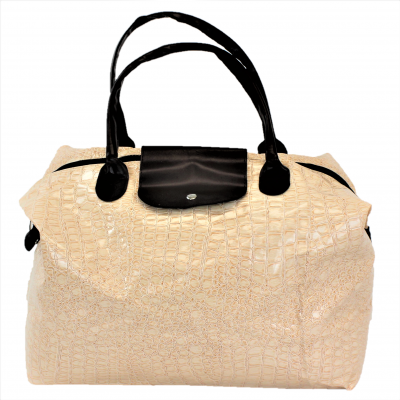 180457-BEIGE ALLIGATOR DESIGN SHOPPING BAG