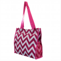 180853 - PINK/WHITE  CHEVRON DESIGN TOTE BAG