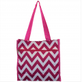 180853 - PINK/WHITE  CHEVRON DESIGN TOTE BAG