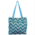 180855 - AQUA/WHITE CHEVRON DESIGN TOTE BAG