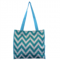 180855 - AQUA/WHITE CHEVRON DESIGN TOTE BAG
