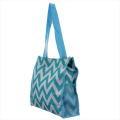 180855 - AQUA/WHITE CHEVRON DESIGN TOTE BAG
