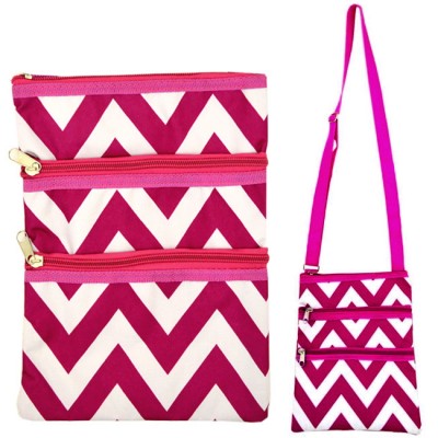 180865 - PINK/WHITE CHEVRON DESIGN CROSSBODY BAG W/POCKET