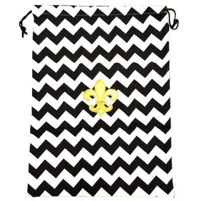 SW181247-2 BLACK&WHITE LAUNDRY BAG W/GOLD FDL