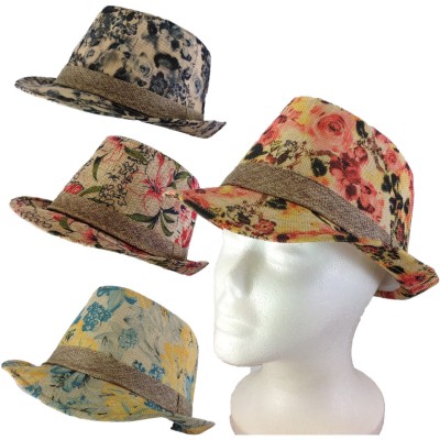 1800 - 12 PIECES BLOCKED STRAW HAT (4 COLORS)