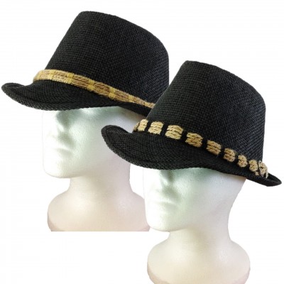 1801 - 12 PIECES BLACK STRAW BLOCKED HAT ROPE BAND (2 COLORS)