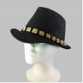 1801 - 12 PIECES BLACK STRAW BLOCKED HAT ROPE BAND (2 COLORS)