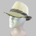 1802 - 12 PIECES CREAM PLAID BLOCKED STRAW HAT (7 COLORS)