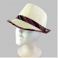 1802 - 12 PIECES CREAM PLAID BLOCKED STRAW HAT (7 COLORS)