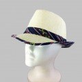 1802 - 12 PIECES CREAM PLAID BLOCKED STRAW HAT (7 COLORS)