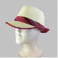 1802 - 12 PIECES CREAM PLAID BLOCKED STRAW HAT (7 COLORS)