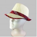 1802 - 12 PIECES CREAM PLAID BLOCKED STRAW HAT (7 COLORS)