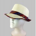 1802 - 12 PIECES CREAM PLAID BLOCKED STRAW HAT (7 COLORS)