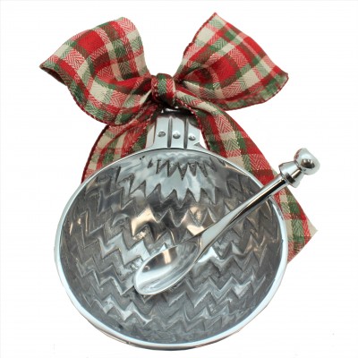 6103- ZIG ZAG DESIGN ORNAMENT CHRISTMAS BOWL AND SPOON